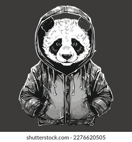 Cool panda wearing hoodie vector illustration