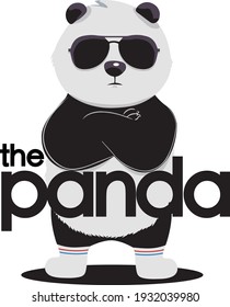 cool panda wearing sunglasses with text