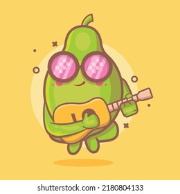 
cool papaya fruit character mascot playing guitar isolated cartoon in flat style design