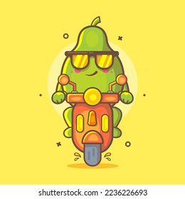 cool papaya fruit character mascot riding scooter motorcycle isolated cartoon in flat style design