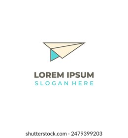 Cool paper plane logo in line art style