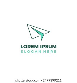Cool paper plane logo in line art style