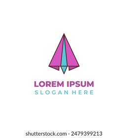 Cool paper plane logo in line art style