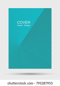 Cool party flyer design with cyan blue hipster digital pattern. Minimalist annual report cover trendy background. Halftone texture lines gradient cover. Corporate report or party poster template