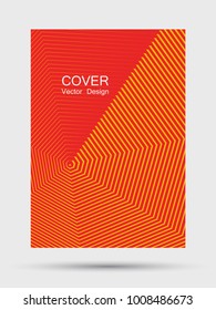 Cool party flyer design with red hipster digital backdrop. Elegant annual report cover trendy background. Halftone texture lines tech shape banner. Corporate report or party poster template