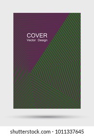 Cool party flyer design with violet green hipster digital pattern. Minimalist annual report cover trendy background. Halftone texture lines gradient cover. Corporate report or party poster template