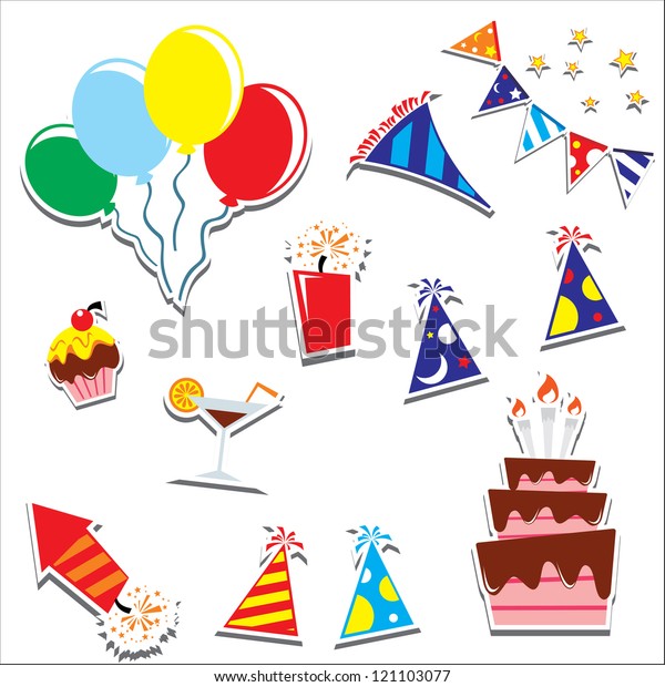 Cool Party Stuff Icon Pack Stock Vector Royalty Free 121103077
