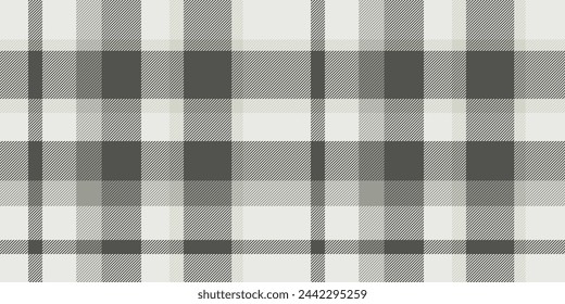 Cool pattern check tartan, real fabric seamless plaid. Layer background textile texture vector in white and grey color.