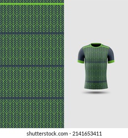Cool Pattern Soccer jersey and t-shirt sport mockup template, Graphic design for football kit or activewear uniforms. Green leaves pattern theme with 3d preview