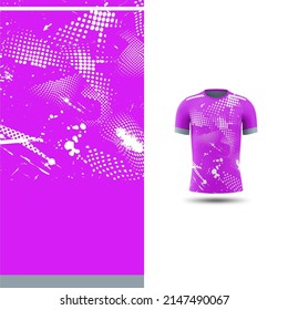 Cool Pattern Soccer jersey and t-shirt sport mockup template, Graphic design for football kit or activewear uniforms. Pink Grunge textured pattern theme with 3d preview