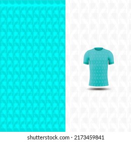 Cool Pattern Soccer jersey and t-shirt sport mockup template, Graphic design for football kit or activewear uniforms. Blue turquoise   geometric pattern theme with 3d preview