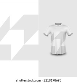 Cool Pattern Soccer jersey and t-shirt sport mockup template, Graphic design for football kit or activewear uniforms. White abstract geometric pattern theme with 3d preview