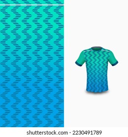 Cool Pattern Soccer jersey and t-shirt sport mockup template, Graphic design for football kit or activewear uniforms. Blue strips pattern theme with 3d preview