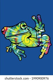 Cool Peace Frog Tie Dye For Boys And Girls Vector Illustration Graphic Design for Document and Print