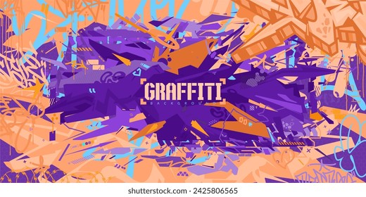 Cool Peach Fuzz Abstract Cyberpunk Urban Style Hiphop Graffiti Street Art Vector Background