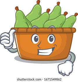 Cool Birnenzepar-Cartoon-Design-Stil mit Thumbs-up-Geste