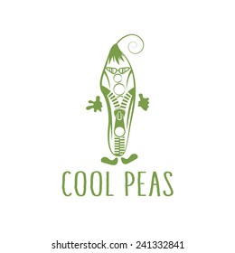 cool peas with zipper in sunglasses vegetarian concept 