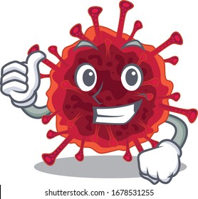 Cool pedacovirus cartoon design style making Thumbs up gesture