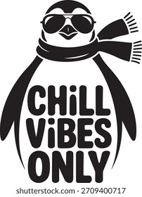 Cool penguin chill vibes solo diseño relajado de dibujos animados de invierno