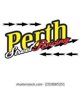 Cool PERTH STREET RACING text logo vector, for free design.