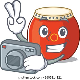 Cool Photographer chinese drum character with a camera