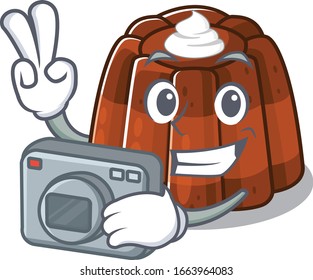 Cool Photographer chocolate pudding character with a camera