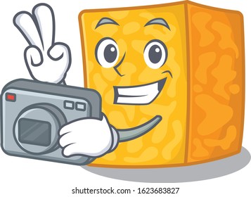 Cool Photographer colby jack cheese character with a camera