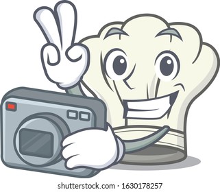 Cool Photographer cook hat character with a camera