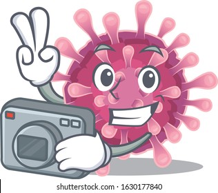 Cool Photographer corona virus character with a camera