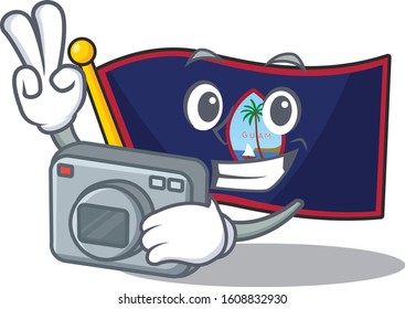 Cool Photographer flag guam character with a camera