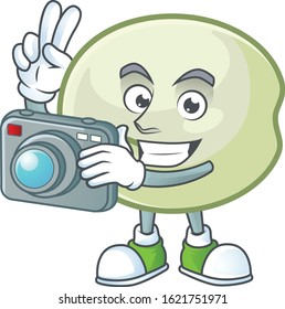 Cool Photographer green hoppang character with a camera