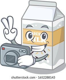 Cool Photographer Rice milk character with a camera