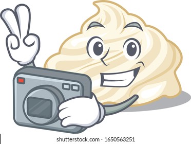 Cool Photographer whipped cream character with a camera