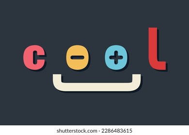 Cool phrase handwritten by minimalist font, decorated by color lettering. Funny face of letters. Сreative concept for print, textile, sweatshirt, t-shirt, bags, logo. Modern text composition. Vector 
