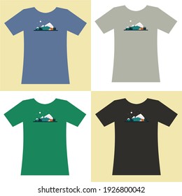 Cool picture vector t-shirt adventure and apparel design, print, poster, outdoor concept with mountain, tent and camping activity