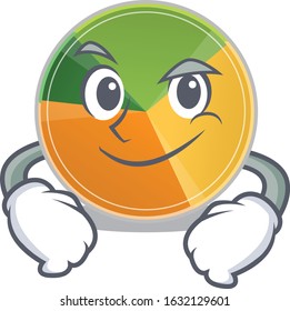 Cool Pie Chart Mascot Character With Smirking Face