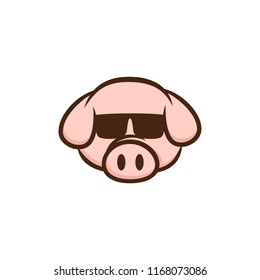 cool pig with sunglasses cartoon vector art