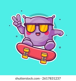 cool pillow character mascot playing skateboard isolated cartoon