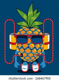 cool  pineapple character vector design