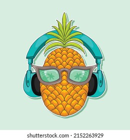 Cool pineapple characters are enjoying the strains of the song