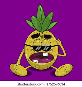 cool pineapple with glasses and good style