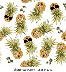 Cool pineapple pattern design for background. seamless pattern design