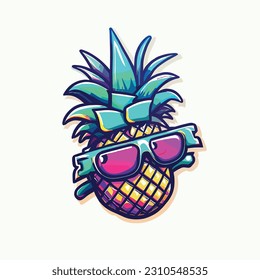 Cool Pineapple with Sun Glass