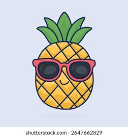Cool Pineapple with Sunglasses Vector