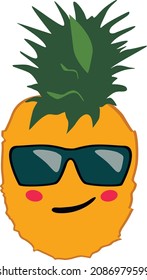 Piña fresca en gafas de sol. Ilustración del vector