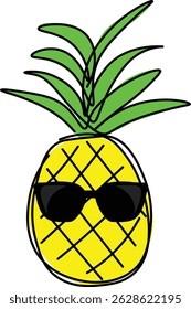 Cool Pineapple with Sunglasses Vector Illustration Design