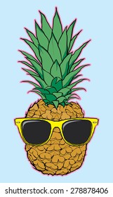 cool pineapple with sunglasses vector illustrtaion
