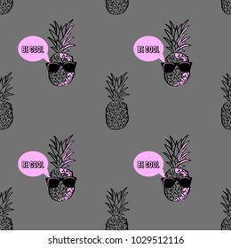 cool pineapple vector seamless pattern