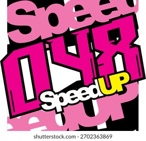 Cool pink 048 number vector, SPEEDUP text, abstract 3d concept.