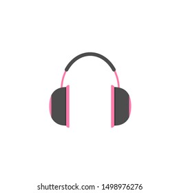 Cool Pink Headphones vector icon. DJ symbol, Vector illustration